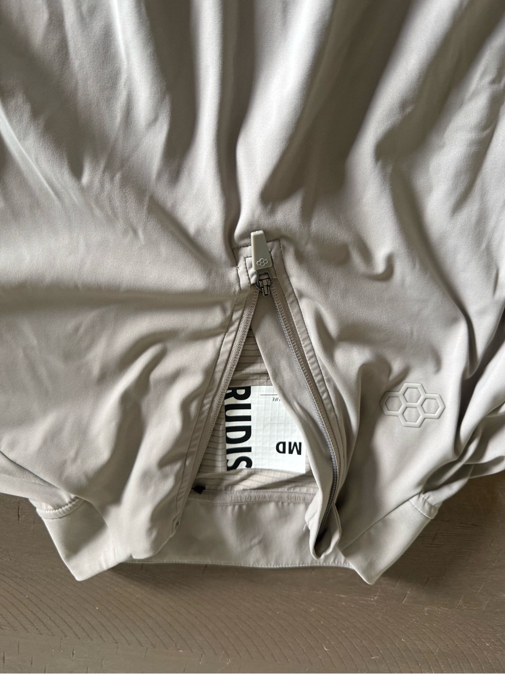 Men's Light Beige Zip-Front Jogger Sweatshirt with Hex Logo